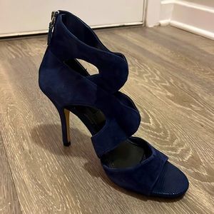 White House Black Market Navy Suede Heels
